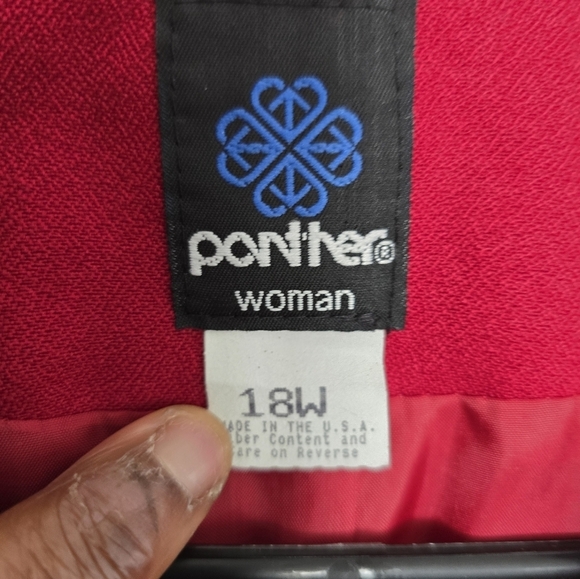 Vintage Panther 2Piece Skirt Suit 24W Red Long Sleeve Button Up Career - Picture 4 of 15